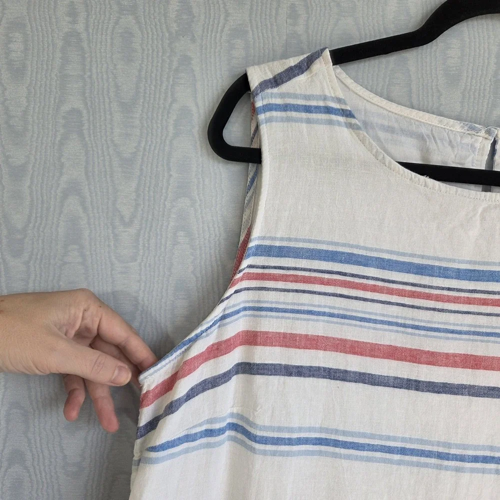 Beach Lunch Lounge Dress Women's XL Striped Linen Blend Preppy Beach‎ Resortwear